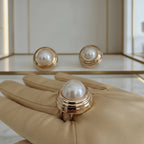 Parure orecchini e anello perla mignon