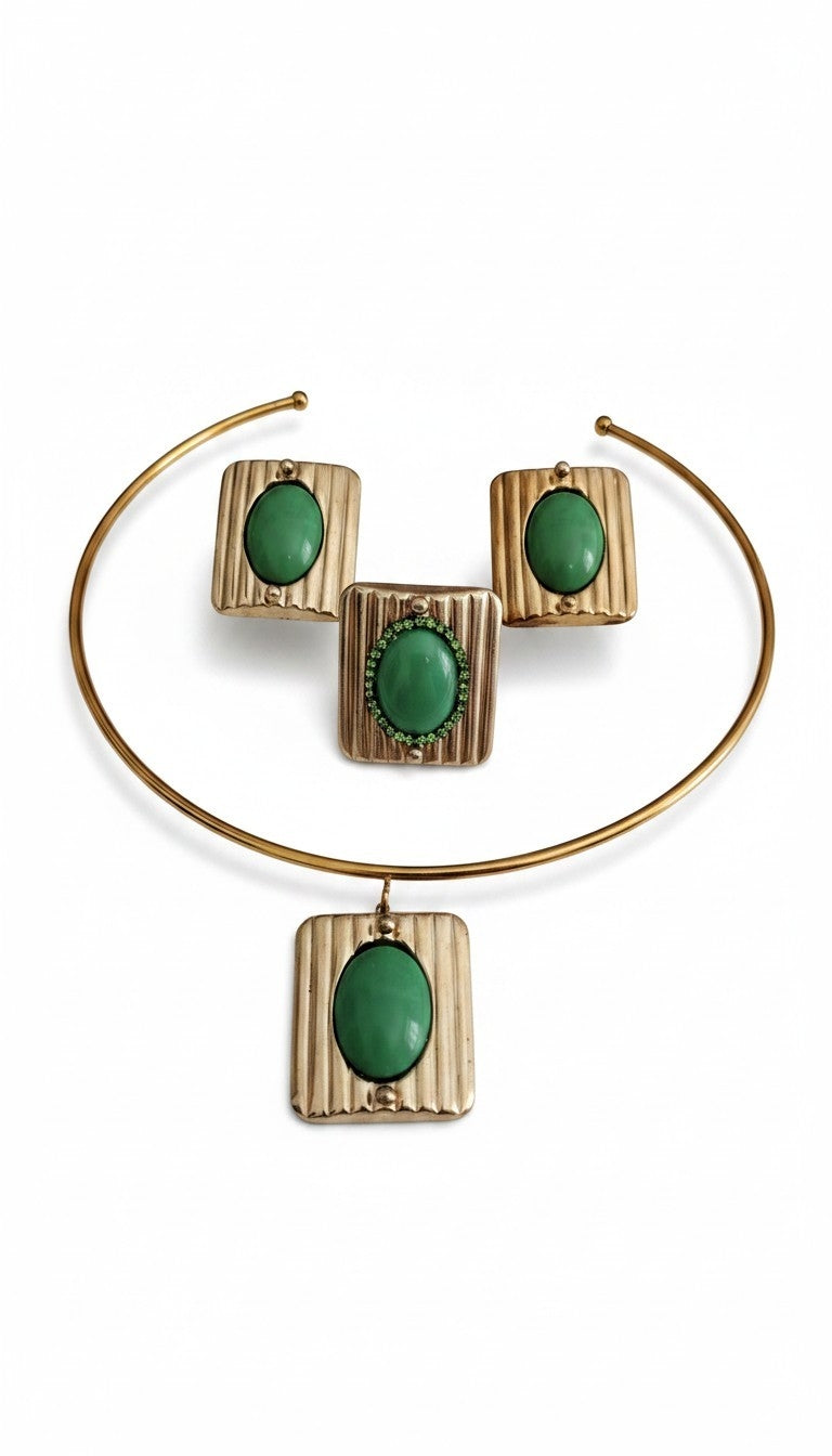 Anello mattonella retro' verde