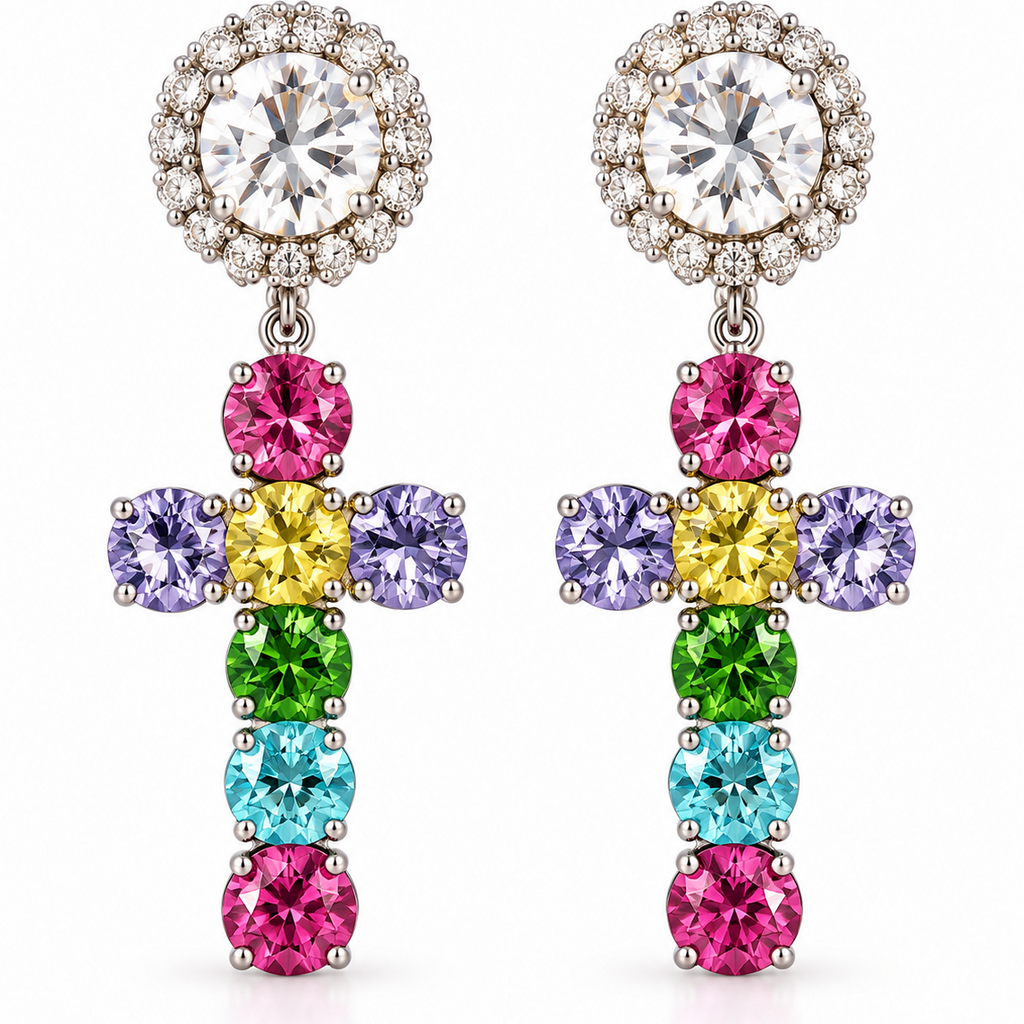 Orecchini croce Emanuela  in 10 colori