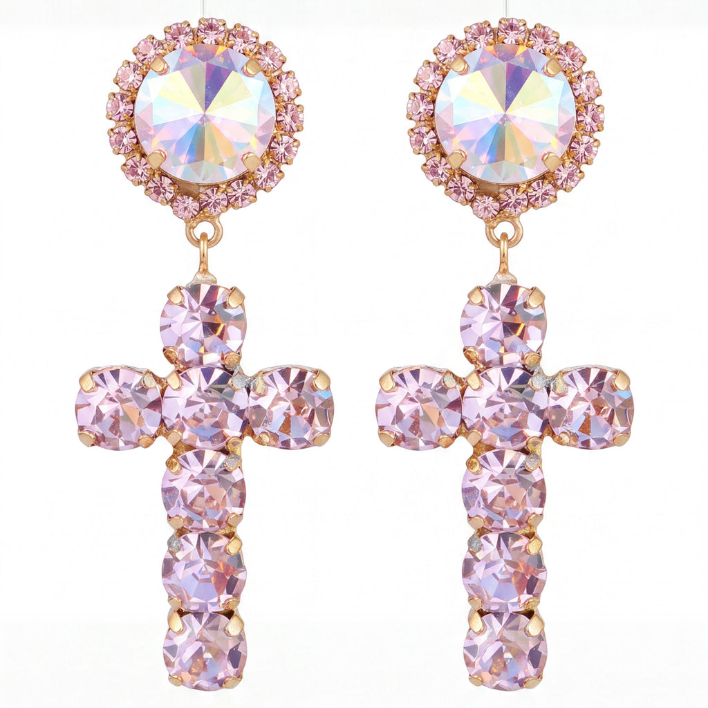 Orecchini croce Emanuela in Swarovski in 10 colori