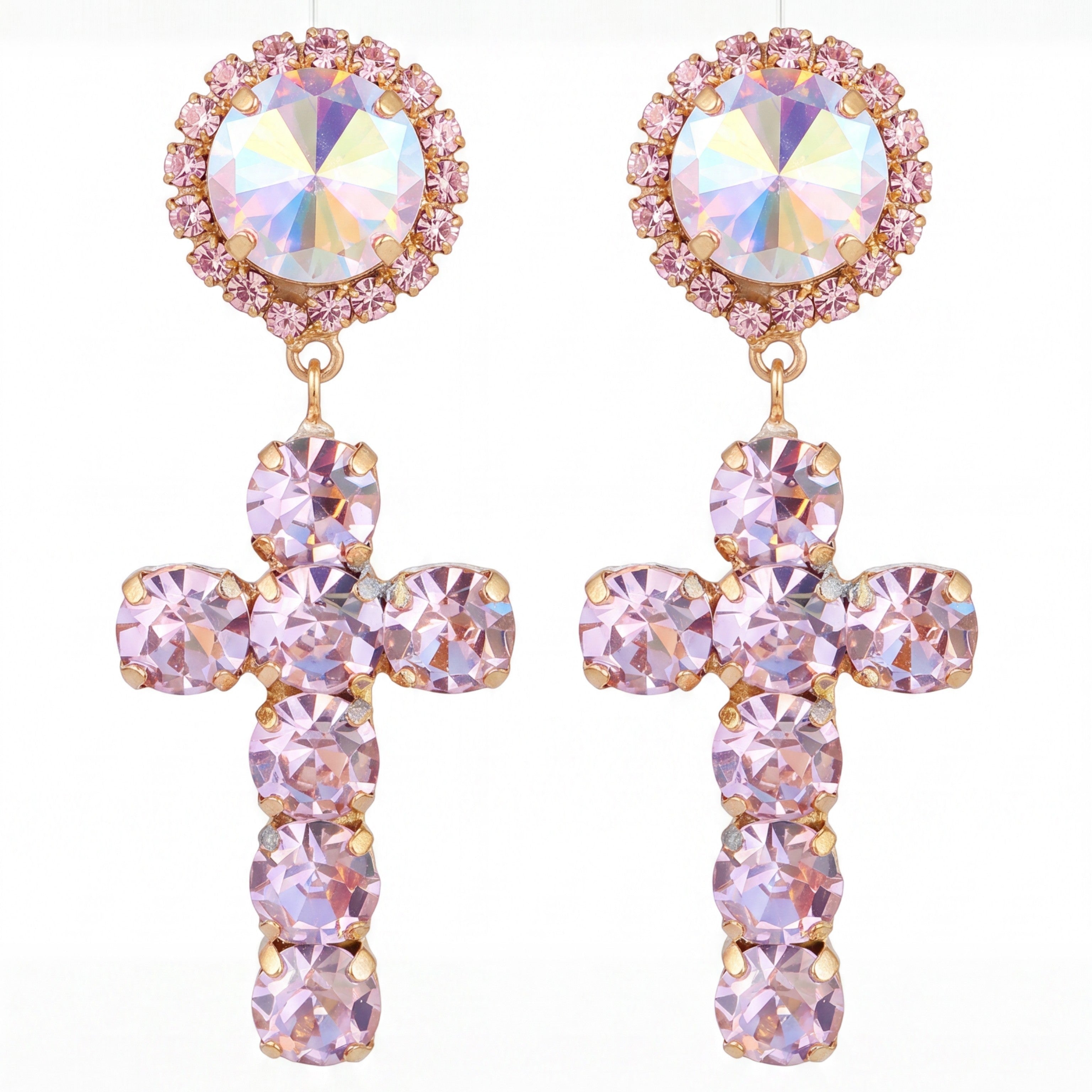 Orecchini croce Emanuela in Swarovski in 10 colori