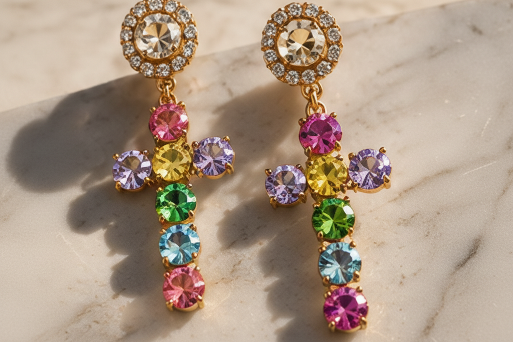 Parure orecchini e rosario Arcobaleno