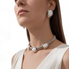 Set choker e orecchini White