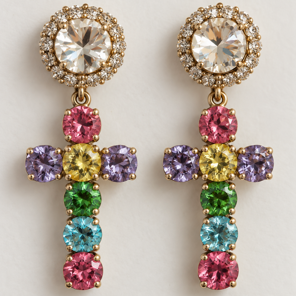 Parure orecchini e rosario Arcobaleno