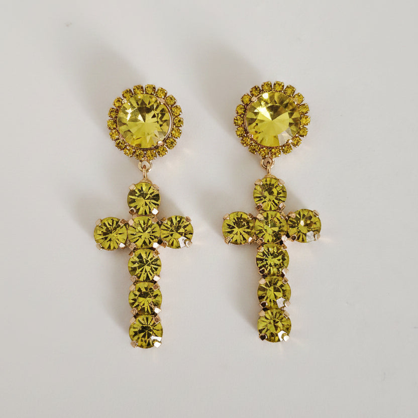 Orecchini croce Emanuela in Swarovski in 10 colori