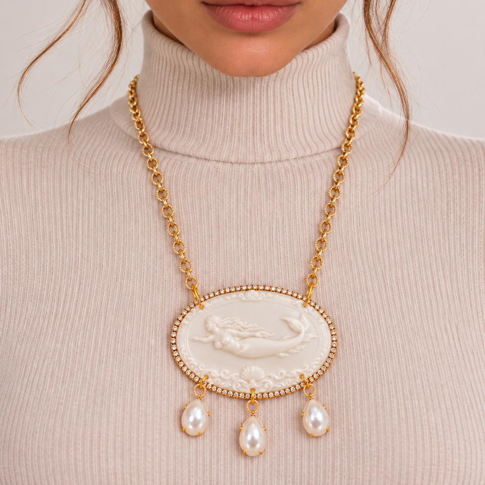 Cammeo Parthenope Bianco con gocce di perle