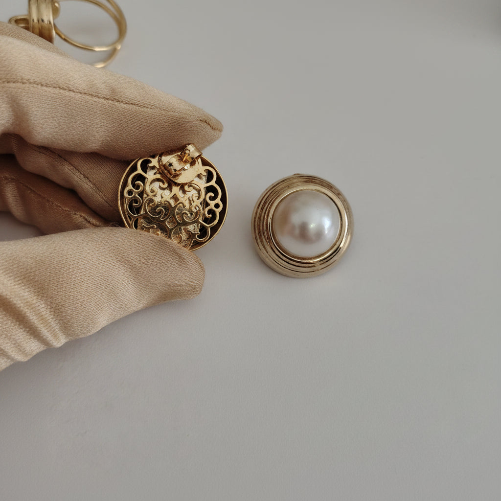 Parure orecchini e anello perla mignon