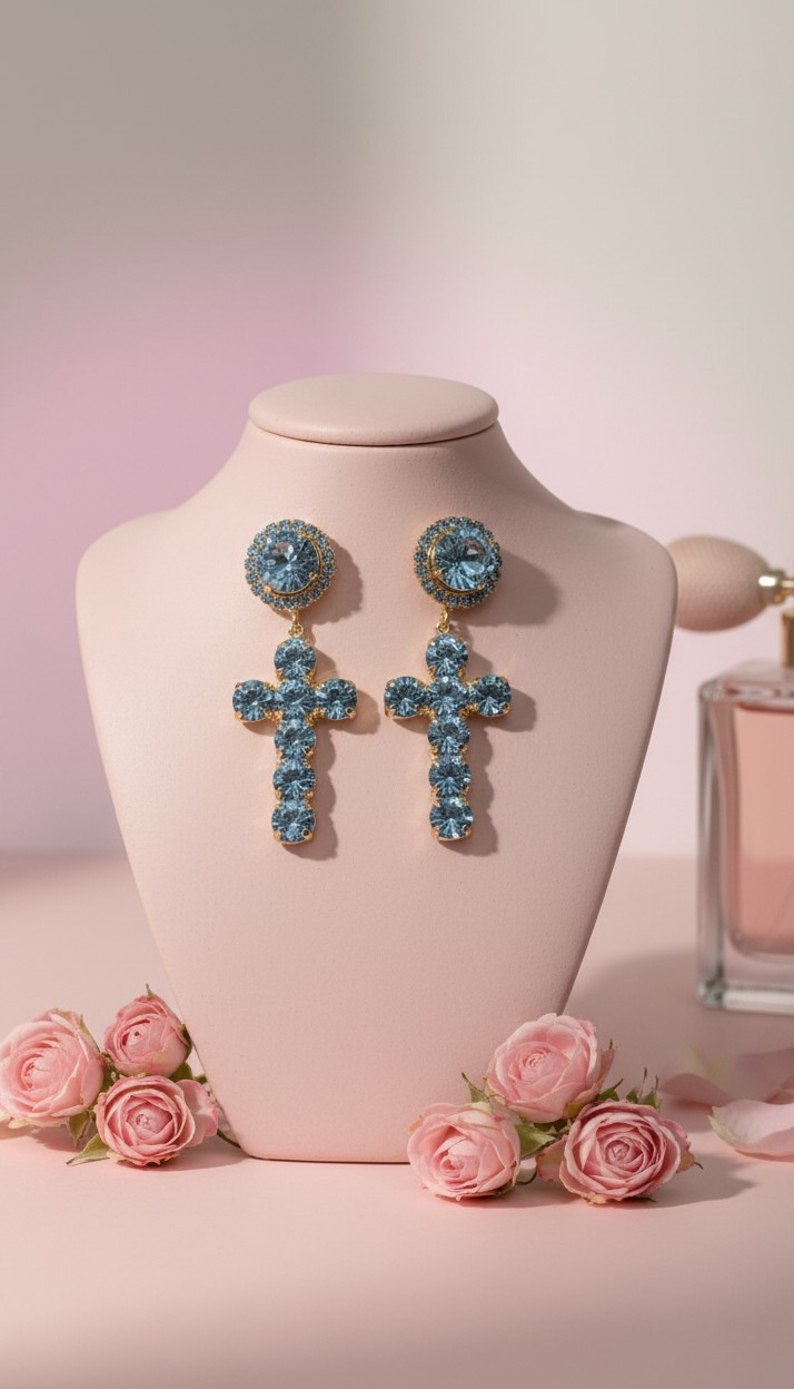 Orecchini croce in Swarovski