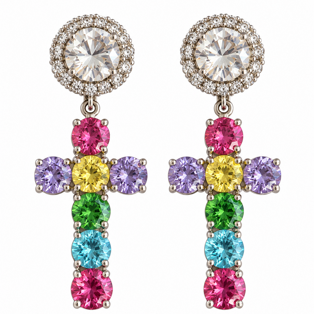 Parure orecchini e rosario Arcobaleno