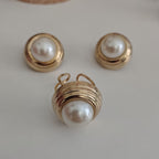 Parure orecchini e anello perla mignon