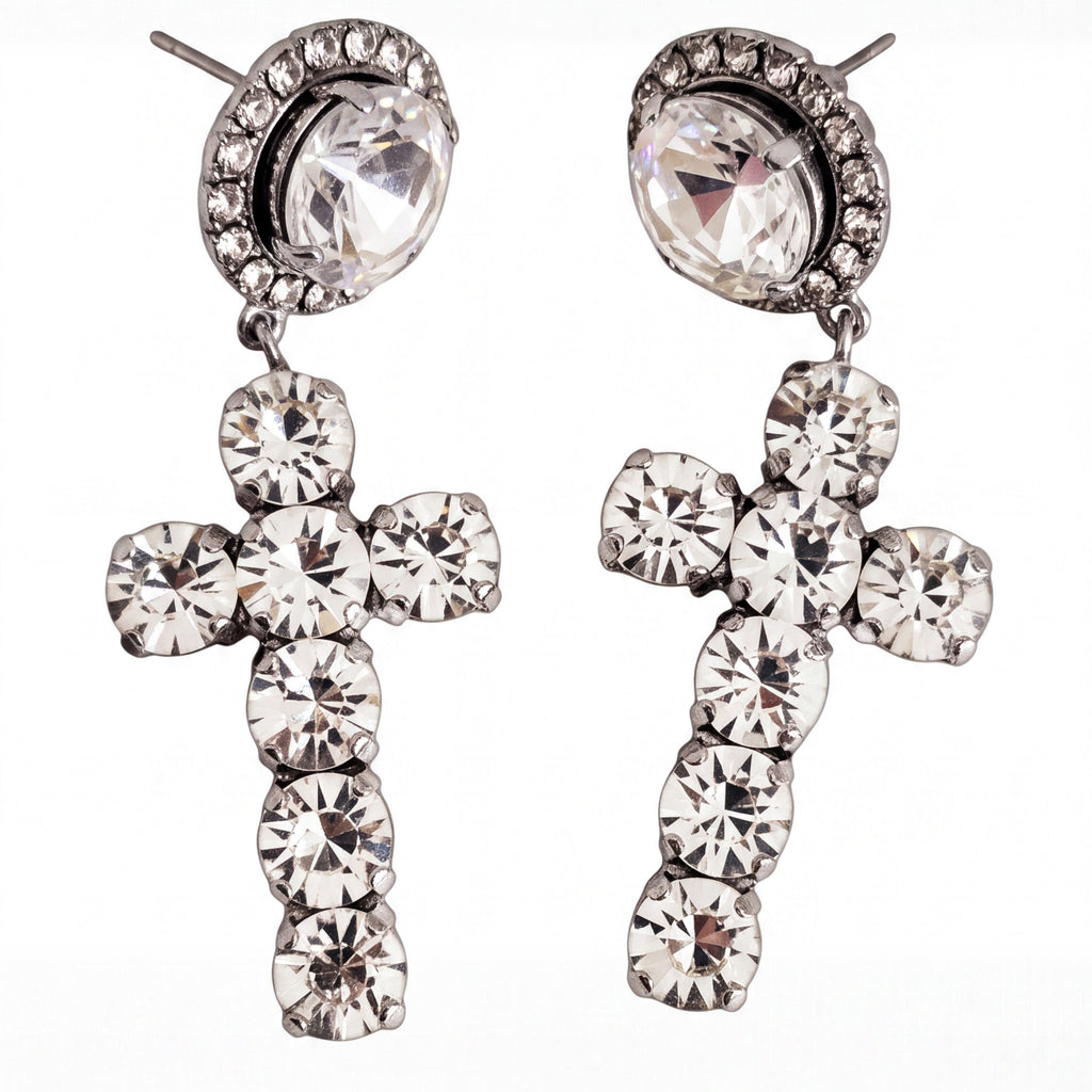 Orecchini croce Emanuela in Swarovski in 10 colori