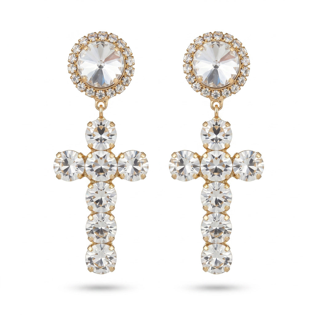 Orecchini croce Emanuela in Swarovski in 10 colori