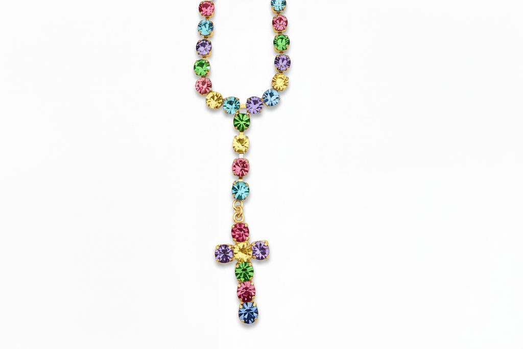 Parure orecchini e rosario Arcobaleno