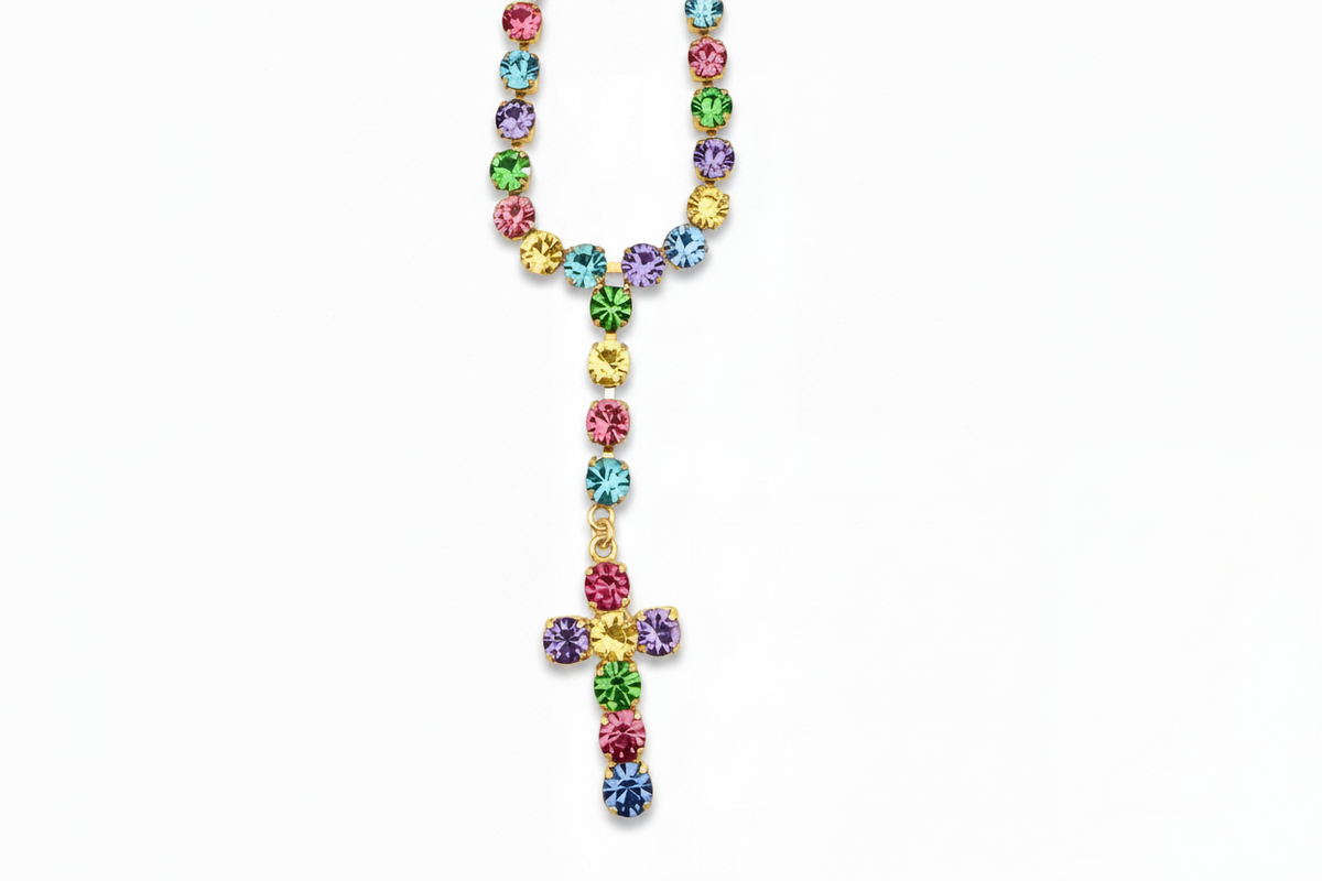 Parure orecchini e rosario Arcobaleno